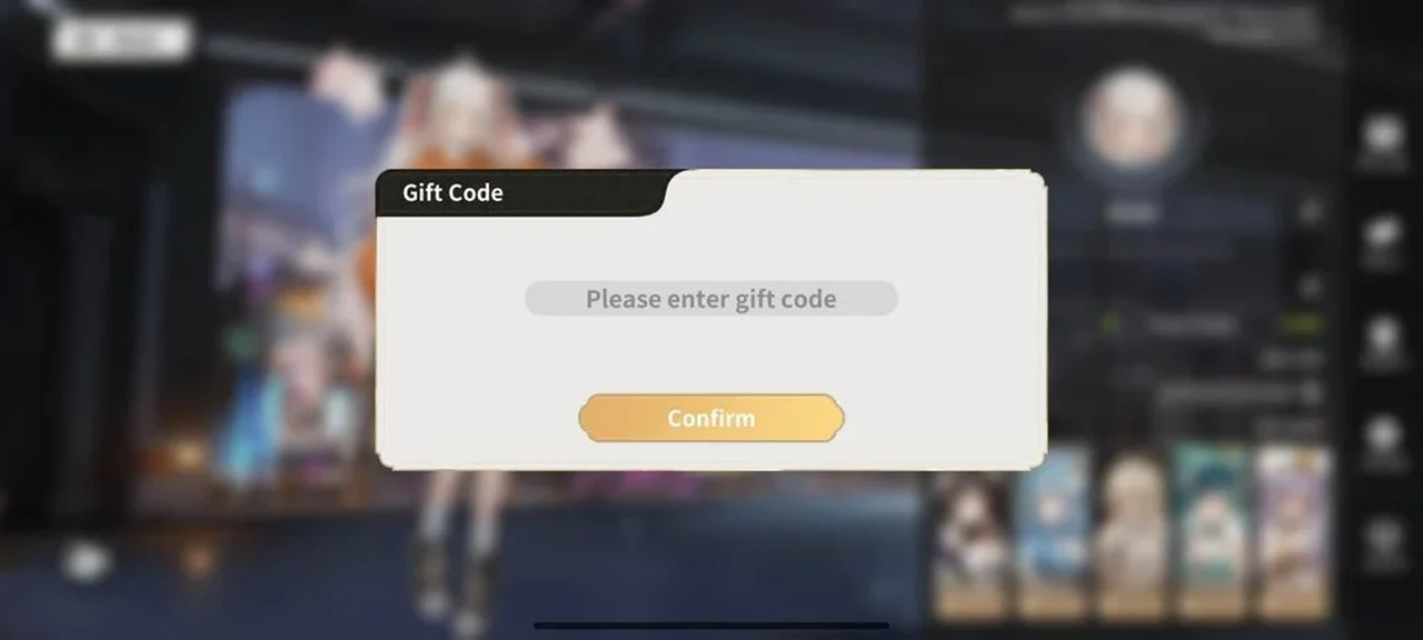 Gamegoin screenshot of the Girls Echo Gift Code entry field and Confirm button
